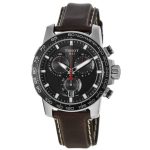 Tissot Supersport Chrono Men's Watch - Black Dial & Brown Leather Strap (45.5mm)