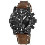 Tissot Supersport Chrono Men's Watch - Black Dial, Beige Leather Strap (T125.617.36.051.01)