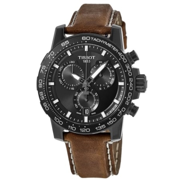 Tissot Supersport Chrono Men's Watch - Black Dial, Beige Leather Strap (T125.617.36.051.01)