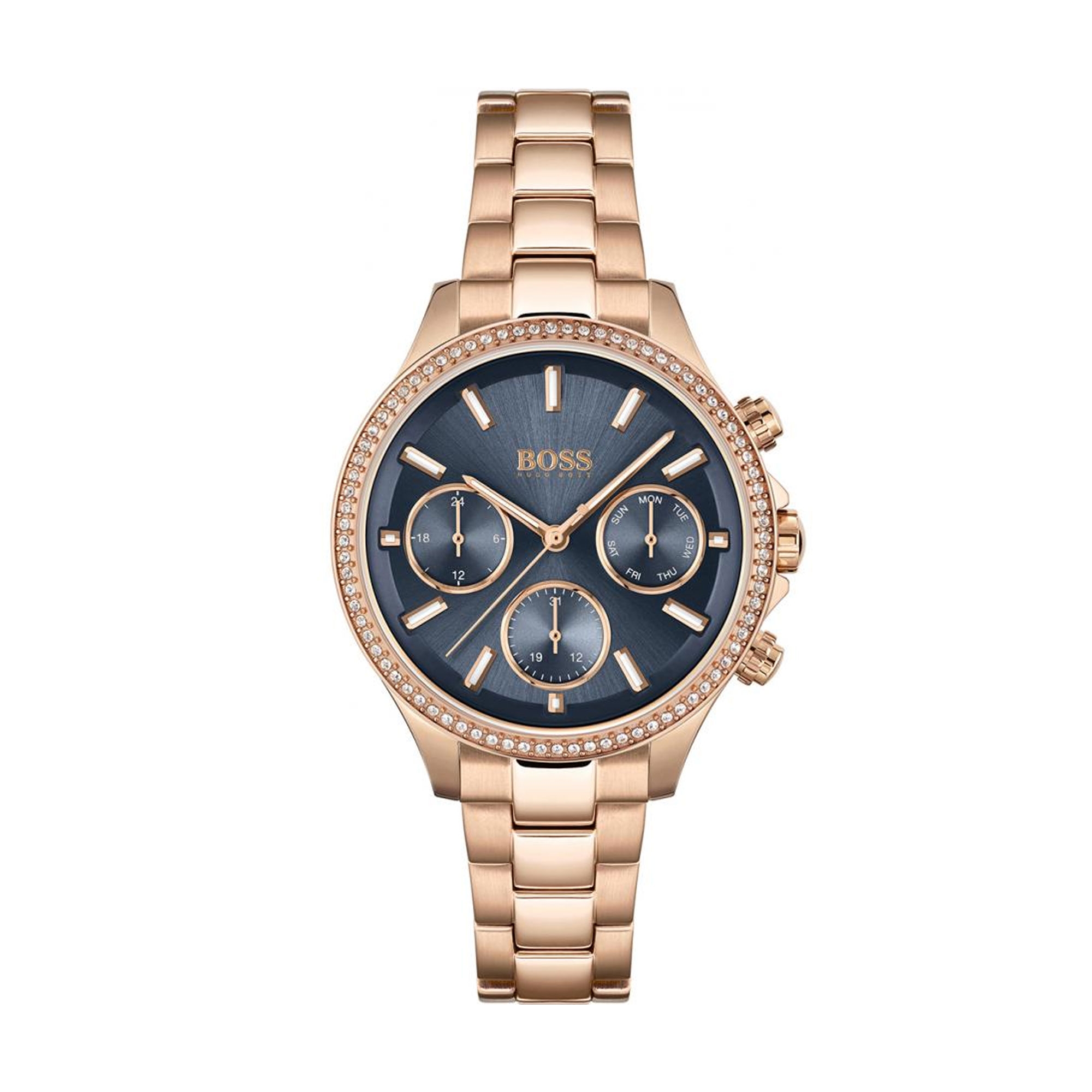 Women's Watch Hugo Boss Hera 1502566 Black Dial Rose Gold Steel Strap