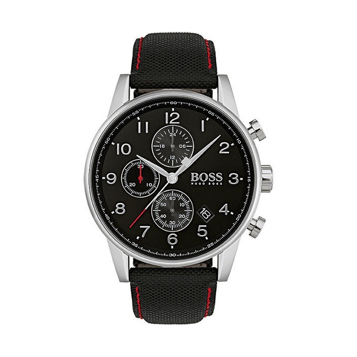 Men's Watch Hugo Boss Navigator 1513535 Leather Strap With Red Stitching