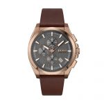 Hugo Boss Men's Watch Brown Leather Strap Grey Chronograph Grandmaster 1513882