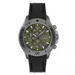 Hugo Boss Admiral Green Dial Black Silicon Rubber Strap Men's Watch 1513967
