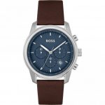 Hugo Boss Brown Leather Blue Dial Chronograph Men's Watch 1514002