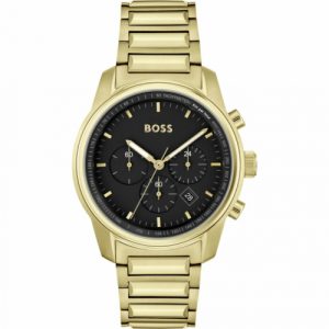 Hugo Boss Gold Steel Black Dial Chronograph Men's Watch 1514006