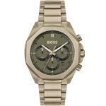 Hugo Boss Beige Gold Steel Olive Green Dial Chronograph Men's Watch 1514019