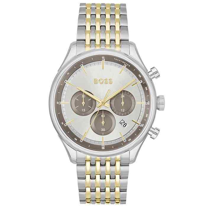 Hugo Boss Two-Tone Steel Grey & Silver White Dial Chronograph Men's Watch 1514053