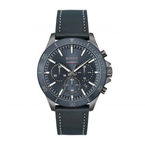 Hugo Boss Chronograph Quartz Watch For Men With Blue Leather Strap 1514056