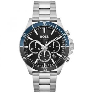 Hugo Boss Silver Steel Black Dial Chronograph Men's Watch 1514101