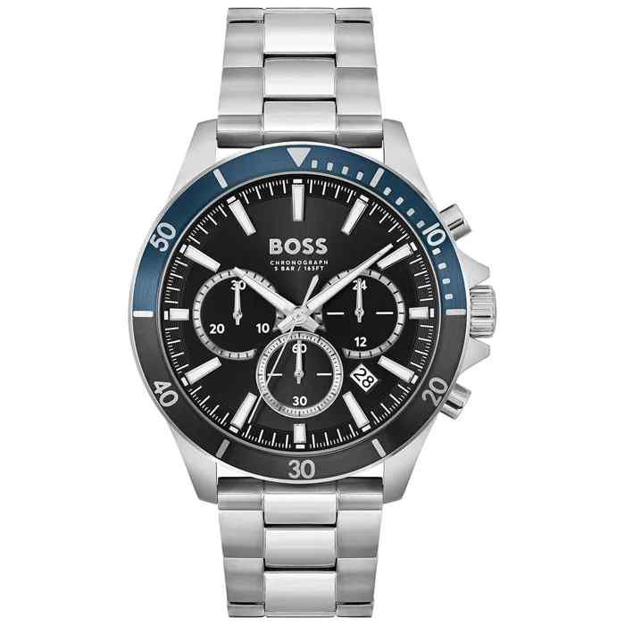 Hugo Boss Silver Steel Black Dial Chronograph Men's Watch 1514101