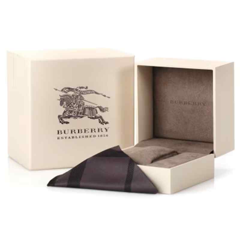 Burberry BU9111 Women's Gold-Tone Watch with Maroon Check Leather Strap - Image 2