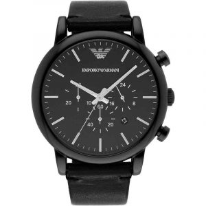 Emporio Armani Men's Watch Luigi AR1918 Round Black Dial Leather Strap