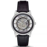 Emporio Armani Luigi Meccanico AR1981 Skeleton Black Leather Watch
