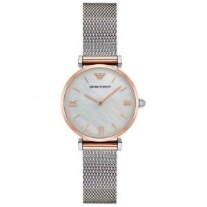 Emporio Armani Gianni T-Bar Retro Quartz White Mother of Pearl Dial Ladies Watch AR2067