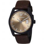 Emporio Armani Beige Dial Brown Leather Strap Men's Watch AR6081