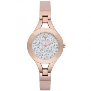Emporio Armani AR7437 Mother-Of-Pearl dial rose gold steel strap Watch
