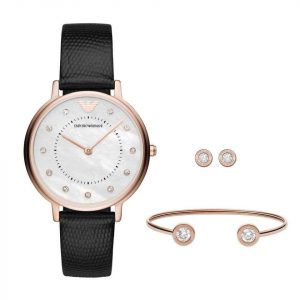 Emporio Armani AR80011 Stud Earrings, Bangle And Watch Gift Set