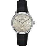 Burberry Men's BU10008 Check Stamped Leather Strap Watch - Silver/Black/White
