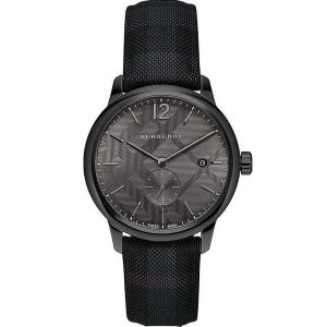Burberry Men's BU10010 Black Check Stamped Leather Strap Watch