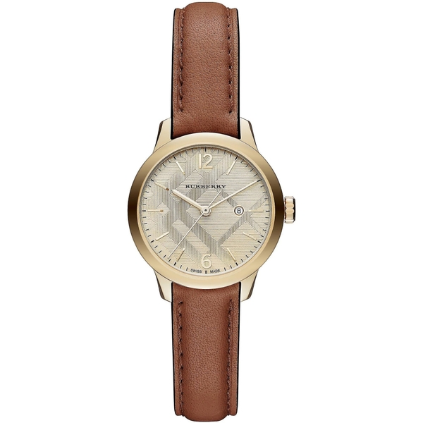 Burberry Women's BU10101 Classic Gold-Tone Watch with Brown Leather Strap