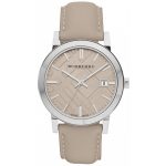 Burberry The City Check Champagne Dial Leather Strap Watch BU9010 (Unisex)
