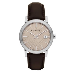 Burberry The City Check Champagne Beige Leather Watch BU9011 (Unisex)