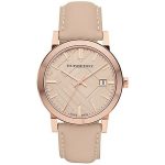 Burberry BU9014 Unisex Tan Check Dial Leather Watch - Rose Gold-tone 38mm