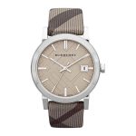 Burberry The City Nova 38mm Unisex Watch - Beige Check Leather Strap (BU9023)