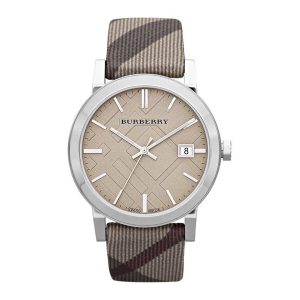 Burberry The City Nova 38mm Unisex Watch - Beige Check Leather Strap (BU9023)
