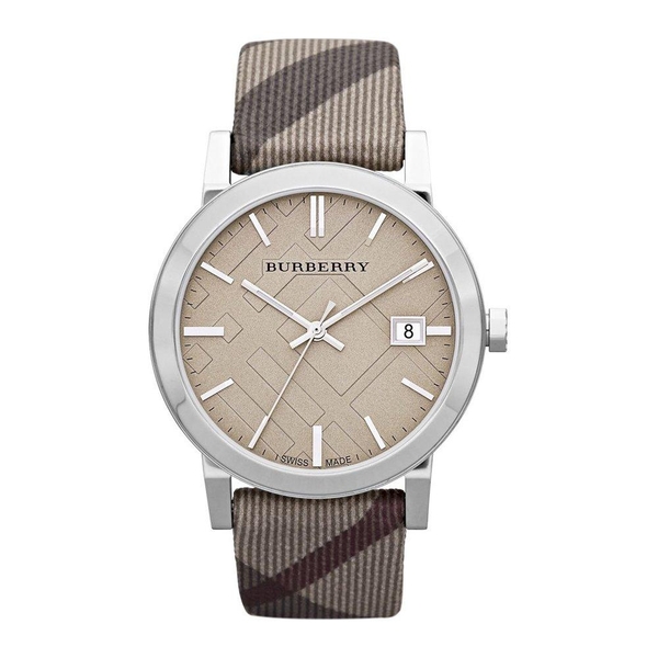 Burberry The City Nova 38mm Unisex Watch - Beige Check Leather Strap (BU9023)