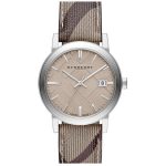Burberry The City BU9029 Unisex Watch - Brown Check Leather Strap & Silver Case