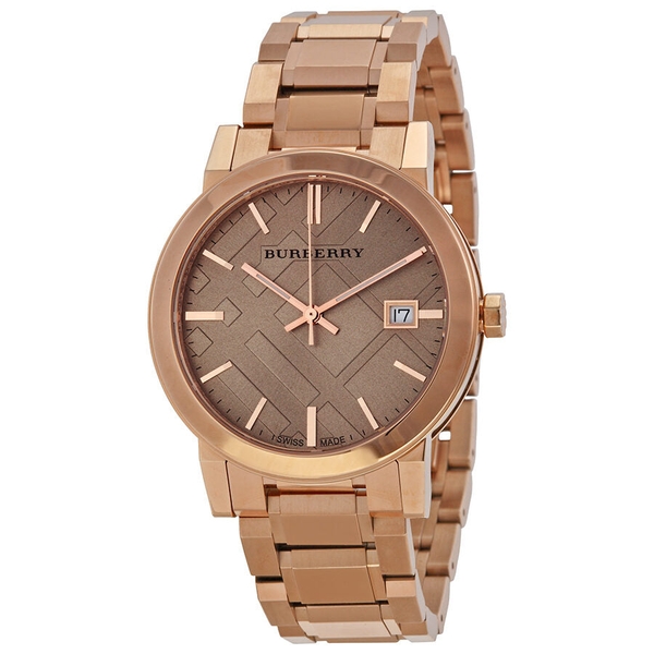Burberry BU9034 Women's Rose Gold-Tone Swiss Quartz Watch with Rose Check Dial