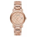 Burberry The City 38mm Rose Gold Engraved Check Watch BU9039 - Unisex