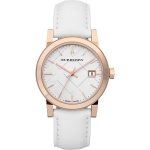 Burberry BU9108 Women's Rose Gold & White Leather Watch - 34mm