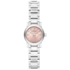 Burberry The City Pink Check Diamond Dial Ladies Watch BU9223