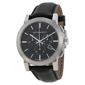 Burberry BU9356 Men's Chronograph Black Check Dial Leather Watch
