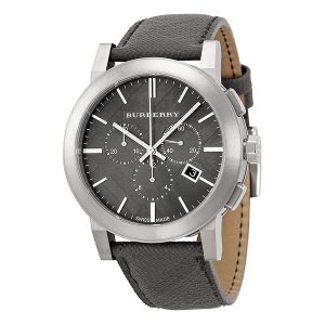 Burberry Men's BU9362 Chronograph Grey Dial Black Leather Watch
