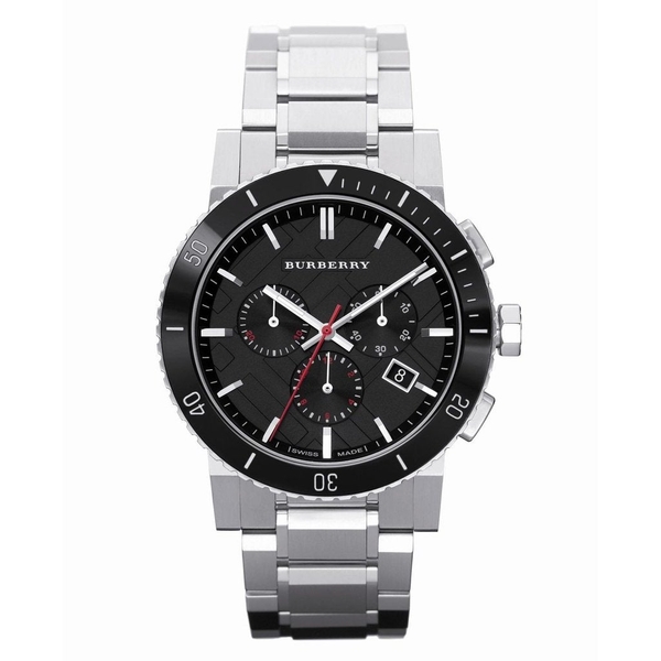 Burberry The City Men's Chronograph Watch - 42mm Silver BU9380 - Black Dial