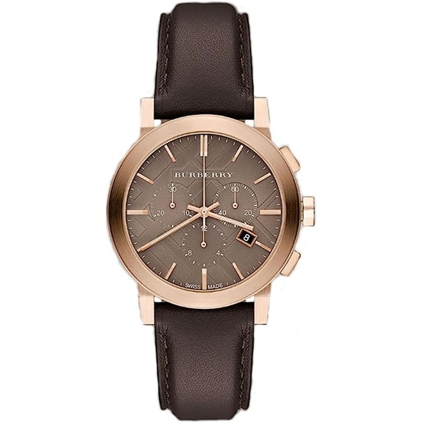 Burberry The City BU9755 Unisex Watch - Chocolate Brown Leather Strap & Rose Gold Case