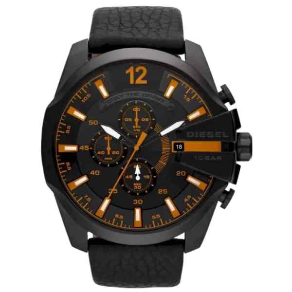 Diesel DZ4291 Mega Chief Chronograph Black Leather Watch (55mm)