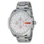 Diesel Mega Chief Chronograph White Dial Men's Watch - Silver Tone (DZ4328)