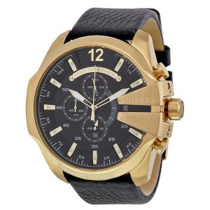 Diesel Mega Chief Oversized Chronograph Black & Gold Watch DZ4344