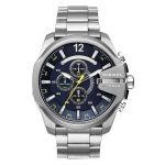 Diesel Mega Chief Men's Chronograph Watch (DZ4465) - Dark Blue Dial, Silver Stainless Steel Bracelet