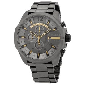 Diesel Mega Chief Chronograph Grey Dial Men's Watch DZ4466 - Oversized Stainless Steel Sport Watch