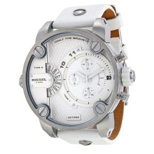 Diesel Men's Bass Ass Chronograph White Leather Watch DZ7265