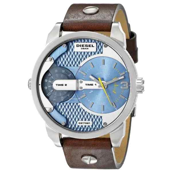 Diesel DZ7321 Men's Blue Dial Leather Watch - 46mm