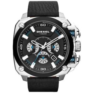 Diesel DZ7345 Men's Oversized Black Leather Watch