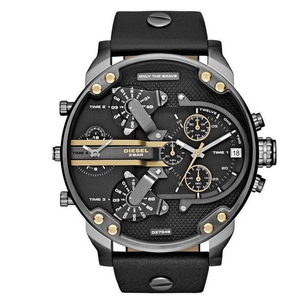 Diesel Mr. Daddy 2.0 Men's Oversized Black & Gold Chronograph Watch DZ7348