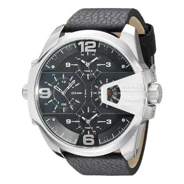 Diesel DZ7376 Men's Oversized Black Leather Watch