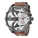 Diesel DZ7394 Men's Oversized Silver & Brown Leather Watch
